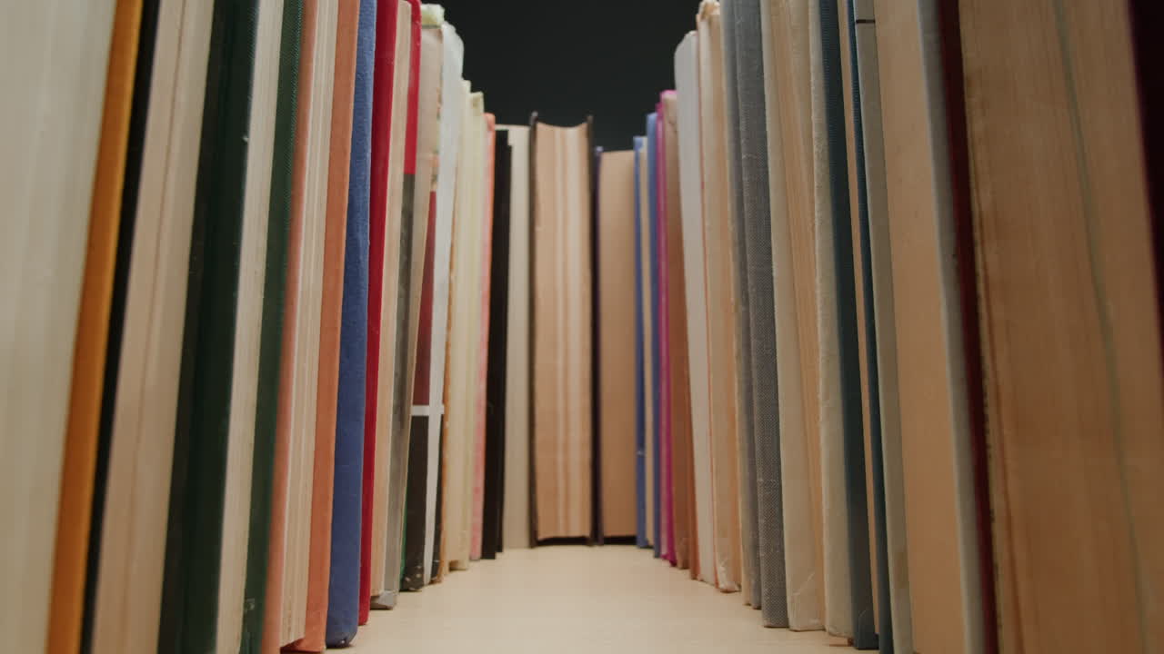 Bookshelf with Many Vintage Books