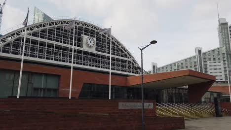 Exterior-of-the-Manchester-Central-Conference-and-Exhibition-Centre,-Manchester,-England,-UK-which-is-a-former-train-station