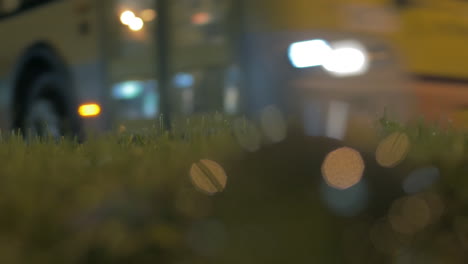 glass ball at the roadside at night