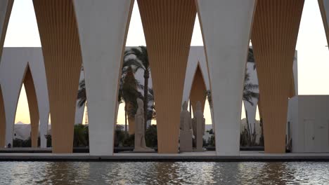 el gouna, egypt, gouna conference and culture centre at sunset, which was designed to be a landmark cultural destination for the resort town