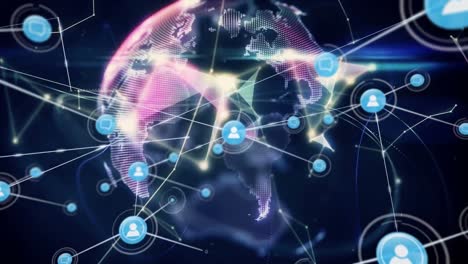 animation of globe with networks of connections