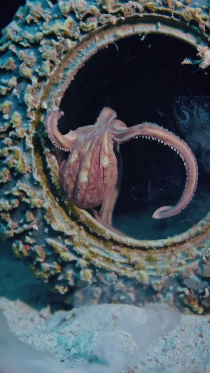 Octopus in a Tire Underwater