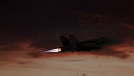 4k aerial f18 hornet climbing at dusk