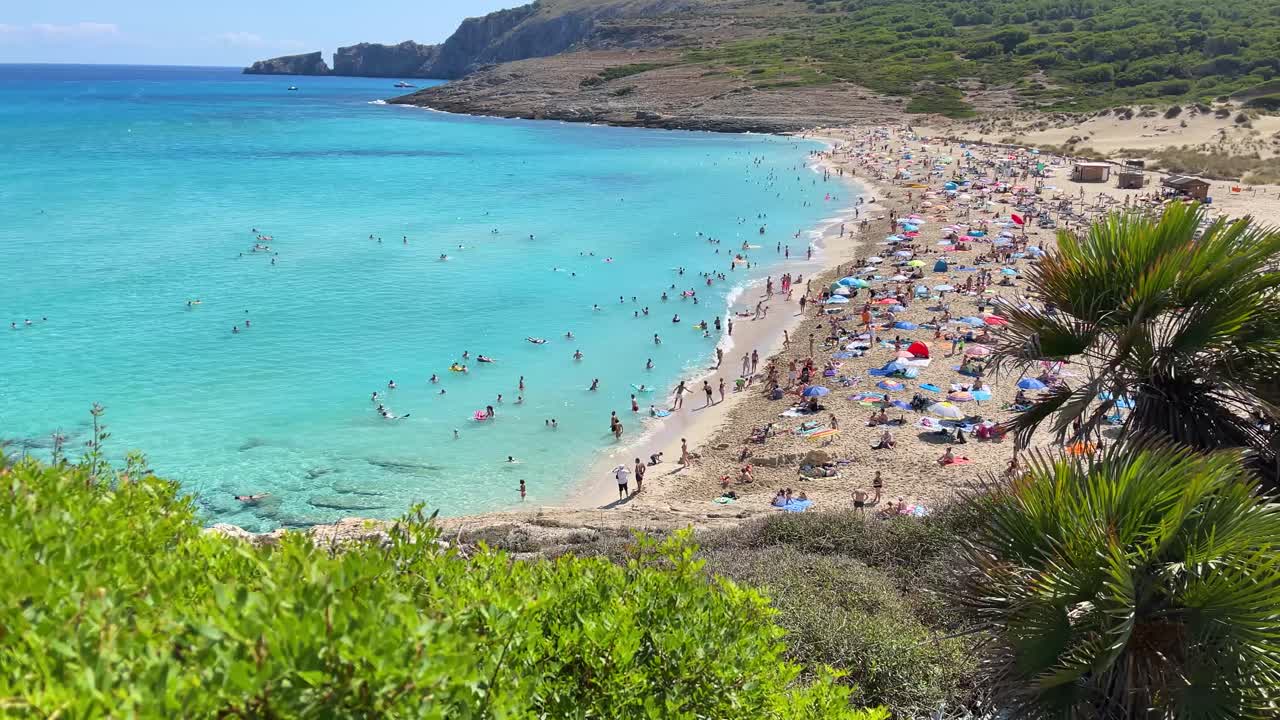 mesquida cove in mallorca balearic islands turquoise blue mediterranean sea, fine white sand beach