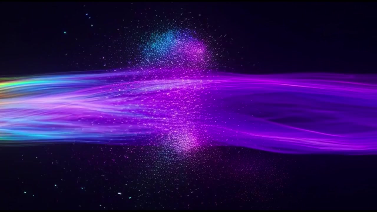 Abstract Flowing Colorful Light Waves with Glowing Particles