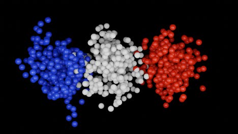 burst of spheres in colors of usa flag