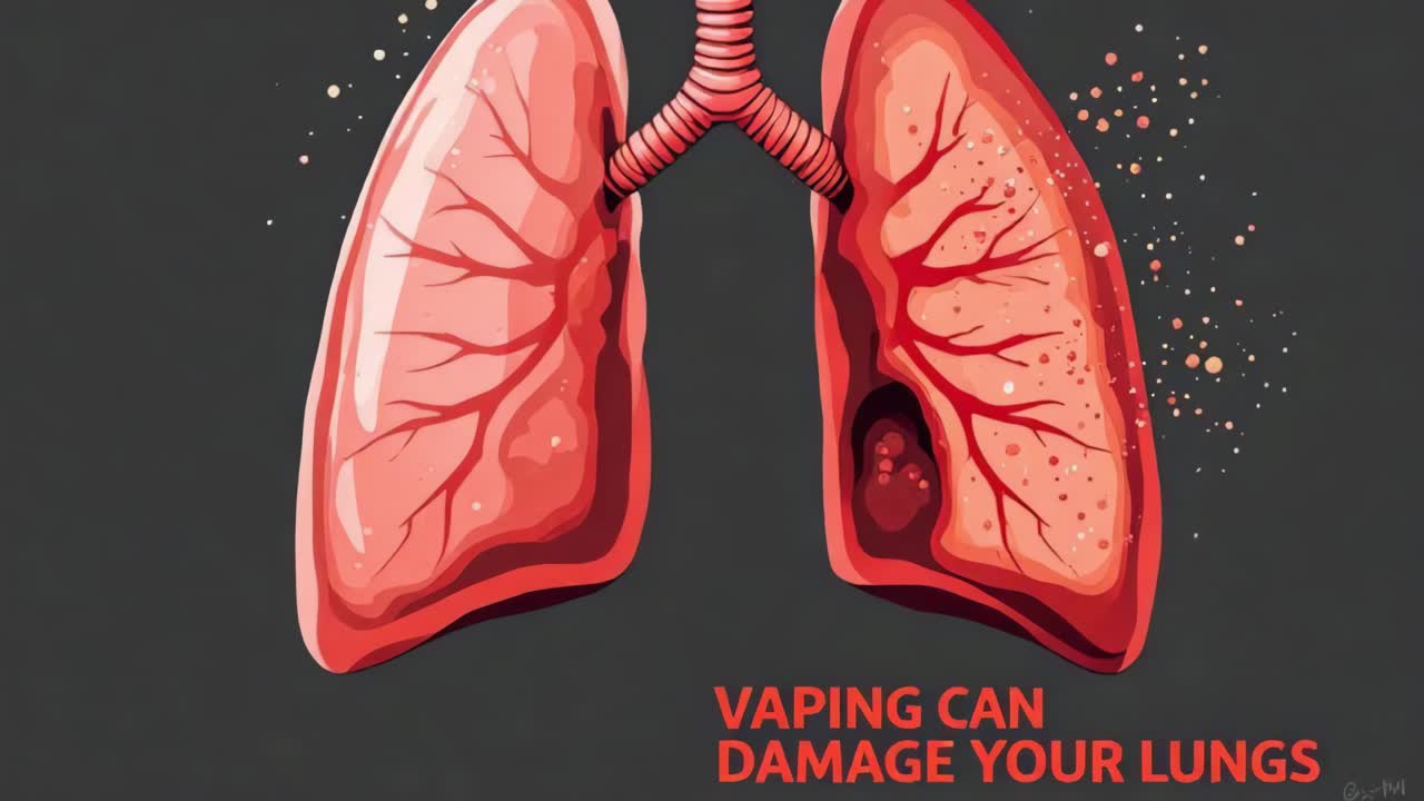 Diseased lungs revealing severe damage from vaping, emphasizing significant health risks and the potential for serious respiratory issues