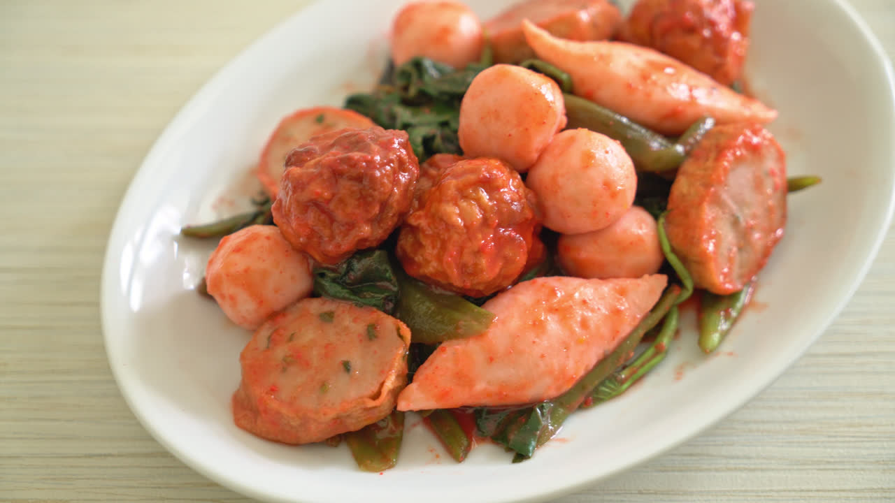 엔타포 소스를 곁들인 생선구이 볶음 - 아시아 음식 스타일