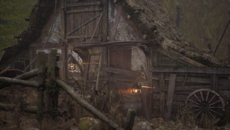ancient wooden village in country side