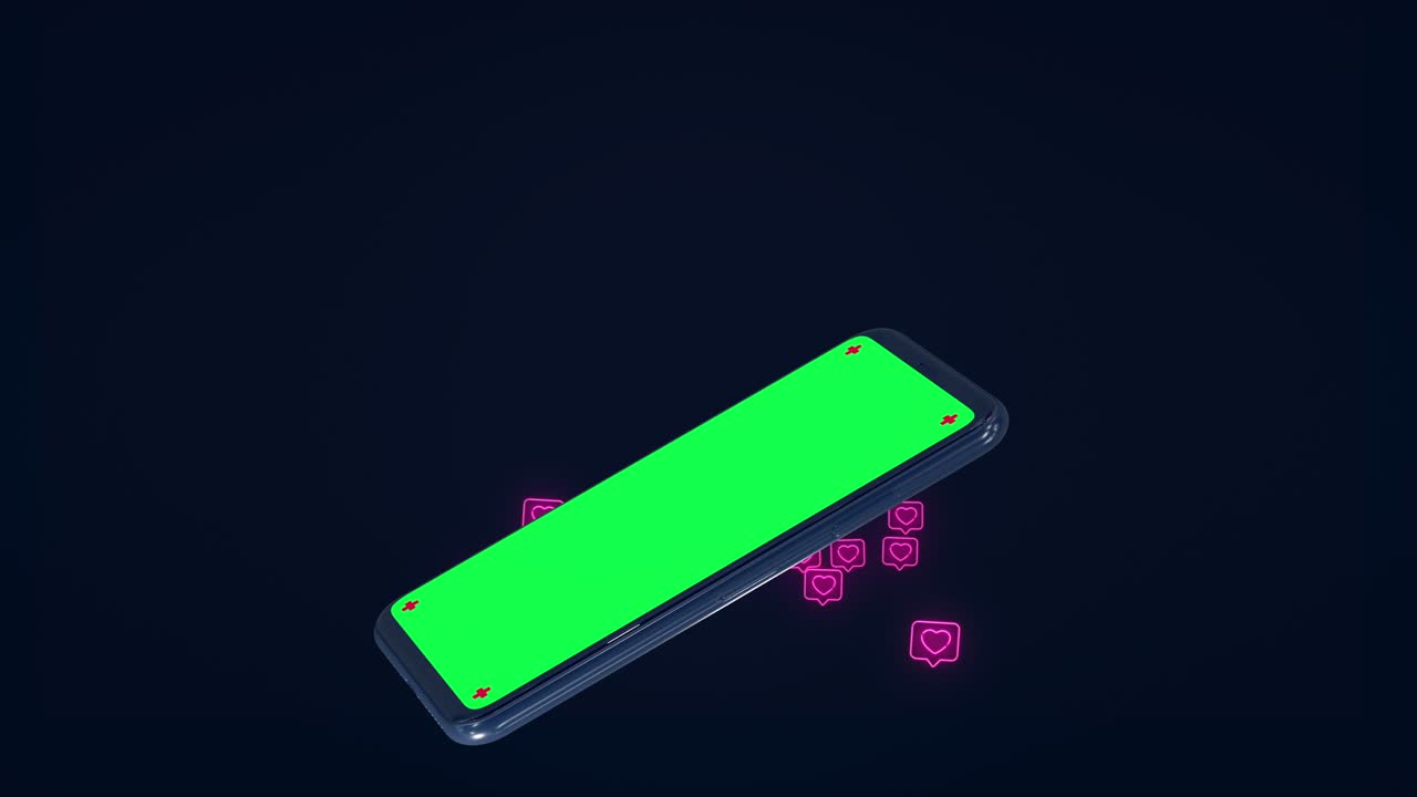 Schermo verde del telefono con icona "Mi piace" di social network