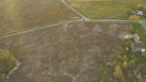 Countryside-aerial-view-Clarry-Hill,-Maine-Sunset