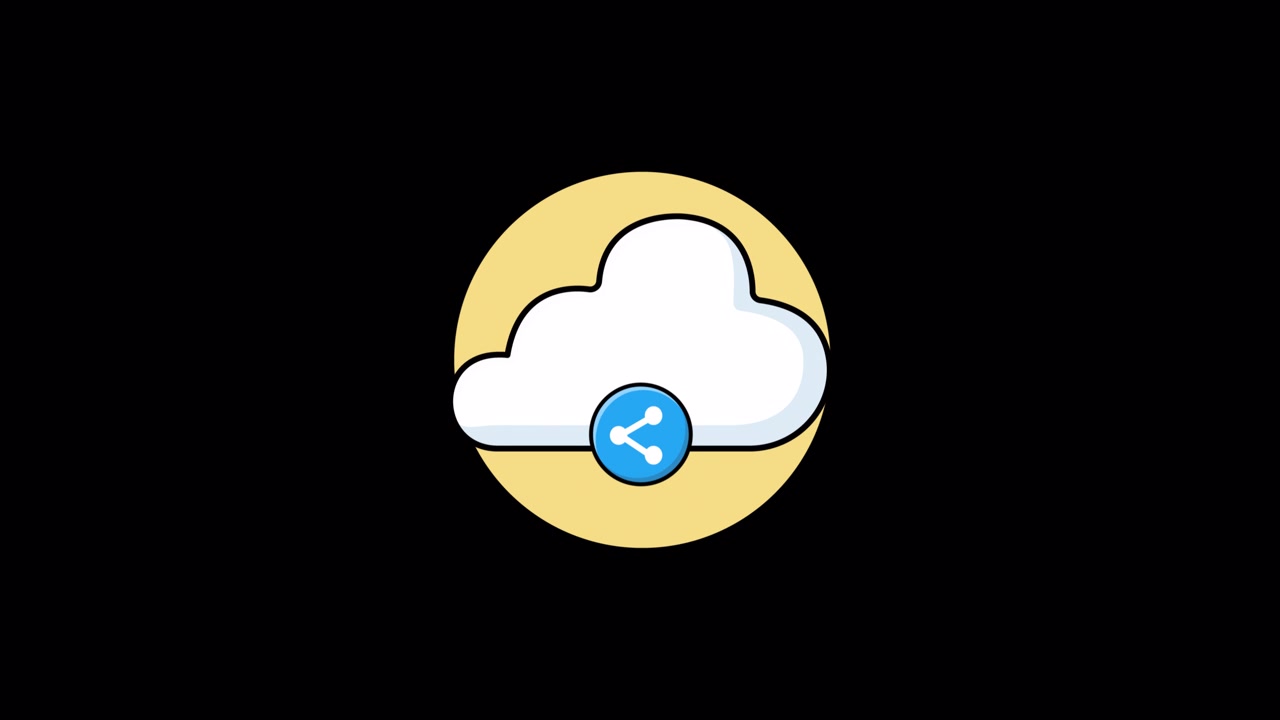 Animated Cloud Sharing Icon on Black Background