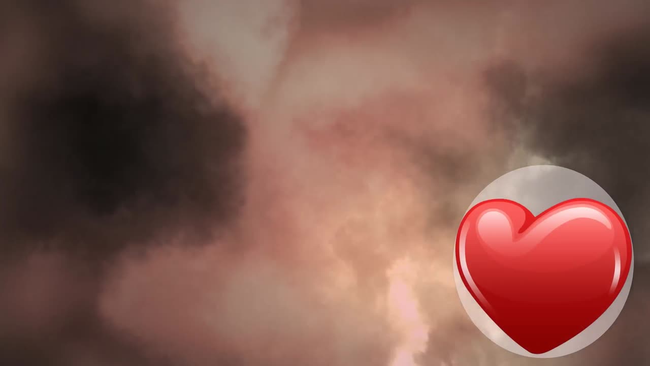 animación del icono del corazón sobre un fondo ahumado marrón