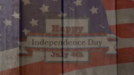 Animation-of-pink-shapes-over-happy-independence-day-text-and-flag-of-america