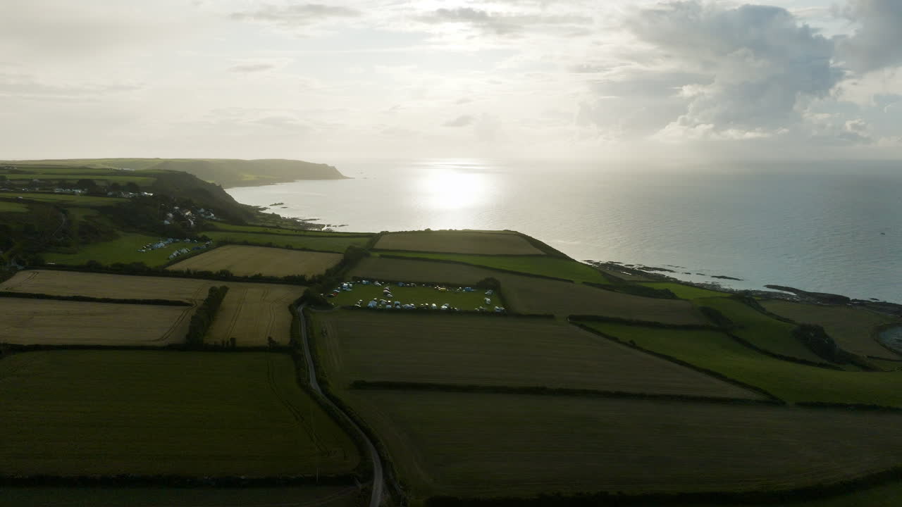 Coastal Farmland and Campsite Aerial View