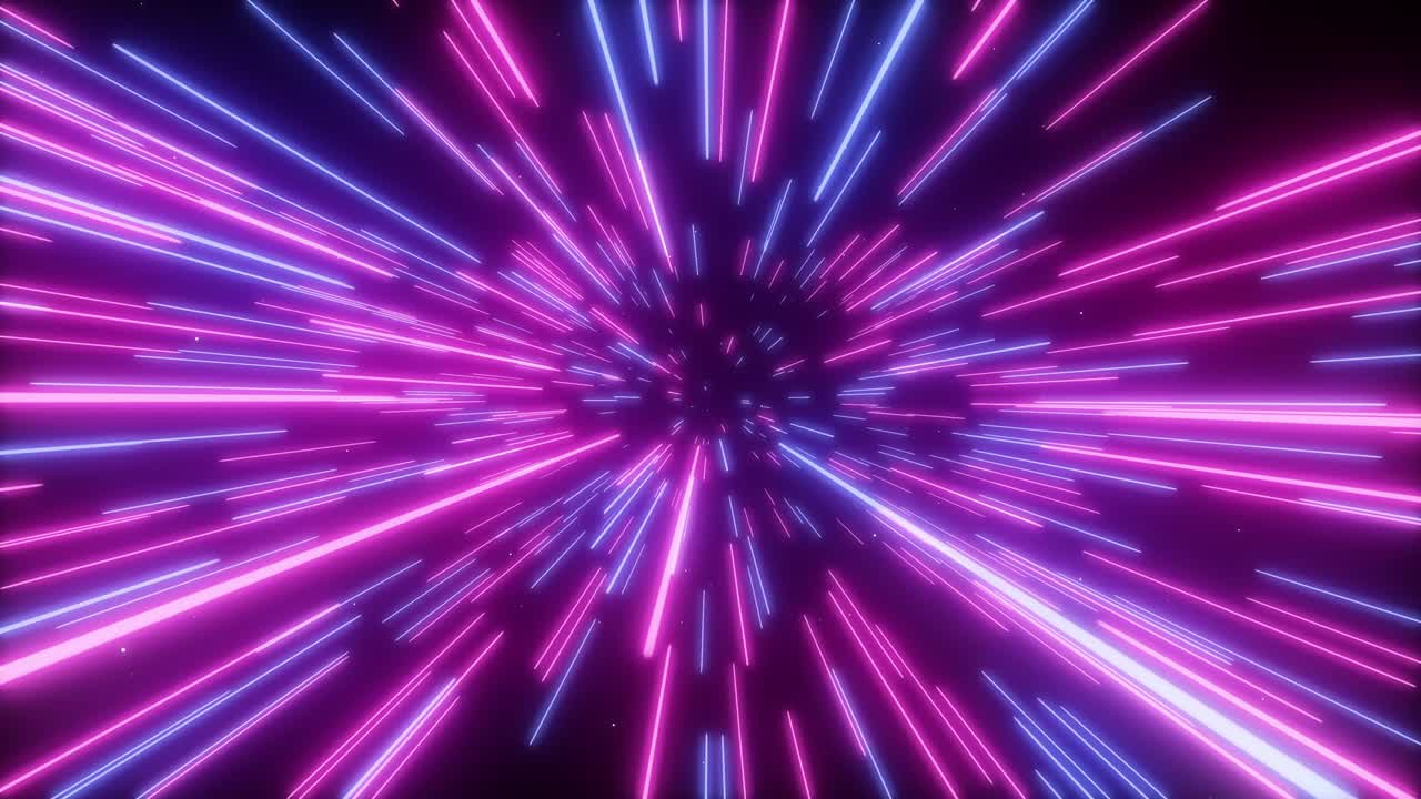 Seamless loop 4k cg cnimation of abstract creative cosmic background. Hyper jump into another galaxy. Speed of light, neon glowing rays in motion. Beautiful fireworks, colorful explosion, big bang.