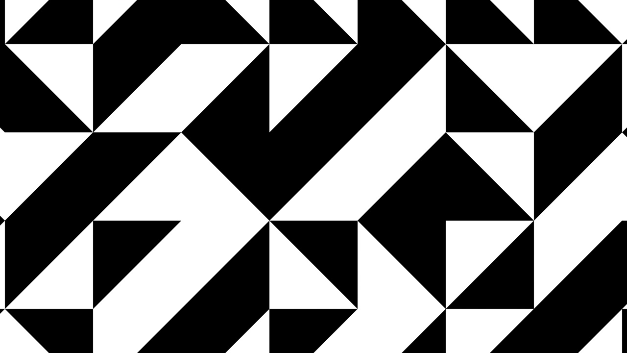 Simple mosaic with animated geometric shapes. Seamless loop motion graphic background in flat style. Monochrome geometric pattern