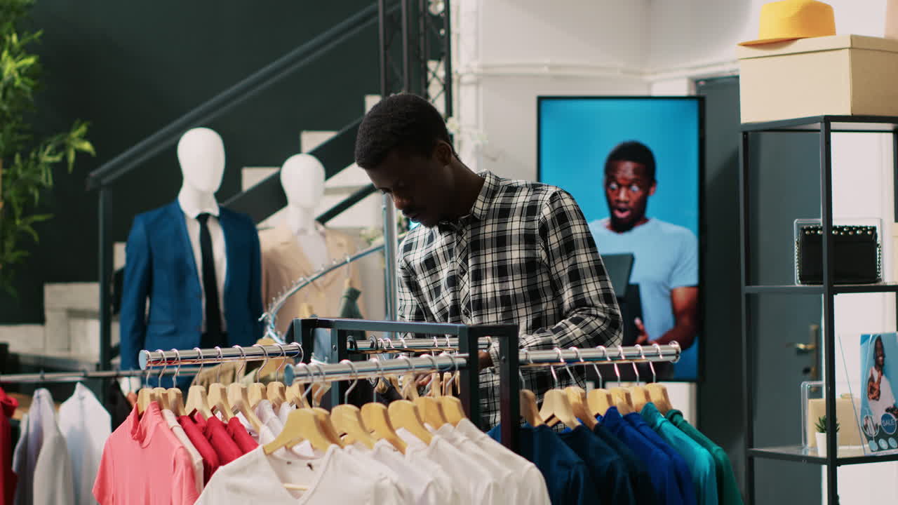 el cliente comprueba la camisa básica.