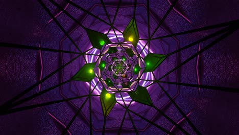 dynamic patterns of shapes and colors spiral downward, creating a hypnotic loop. bright hues and geometric forms engage the viewer in an endless visual journey of motion and light
