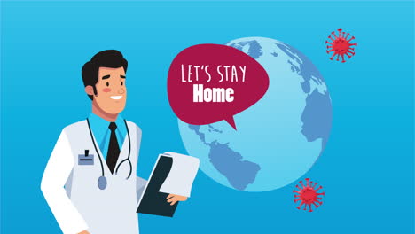 médico profesional con lista de comprobación campaña de prevención de covid-19