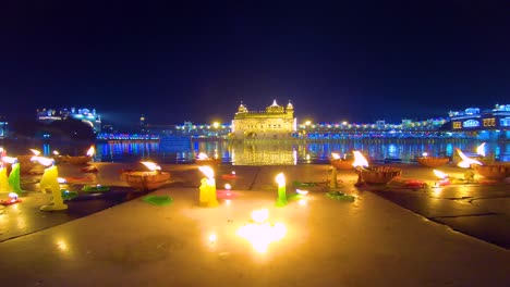 the golden temple amritsar india celebrate gurupurab in golden temple and fireworks