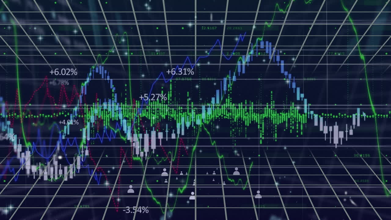 Unique design video with abstract pattern and graphical representation of financial data
