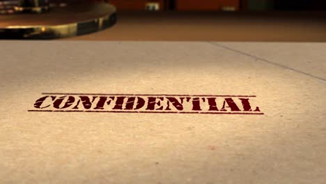 motion graphics - cgi 3d animation of a file being rubber stamped confidential