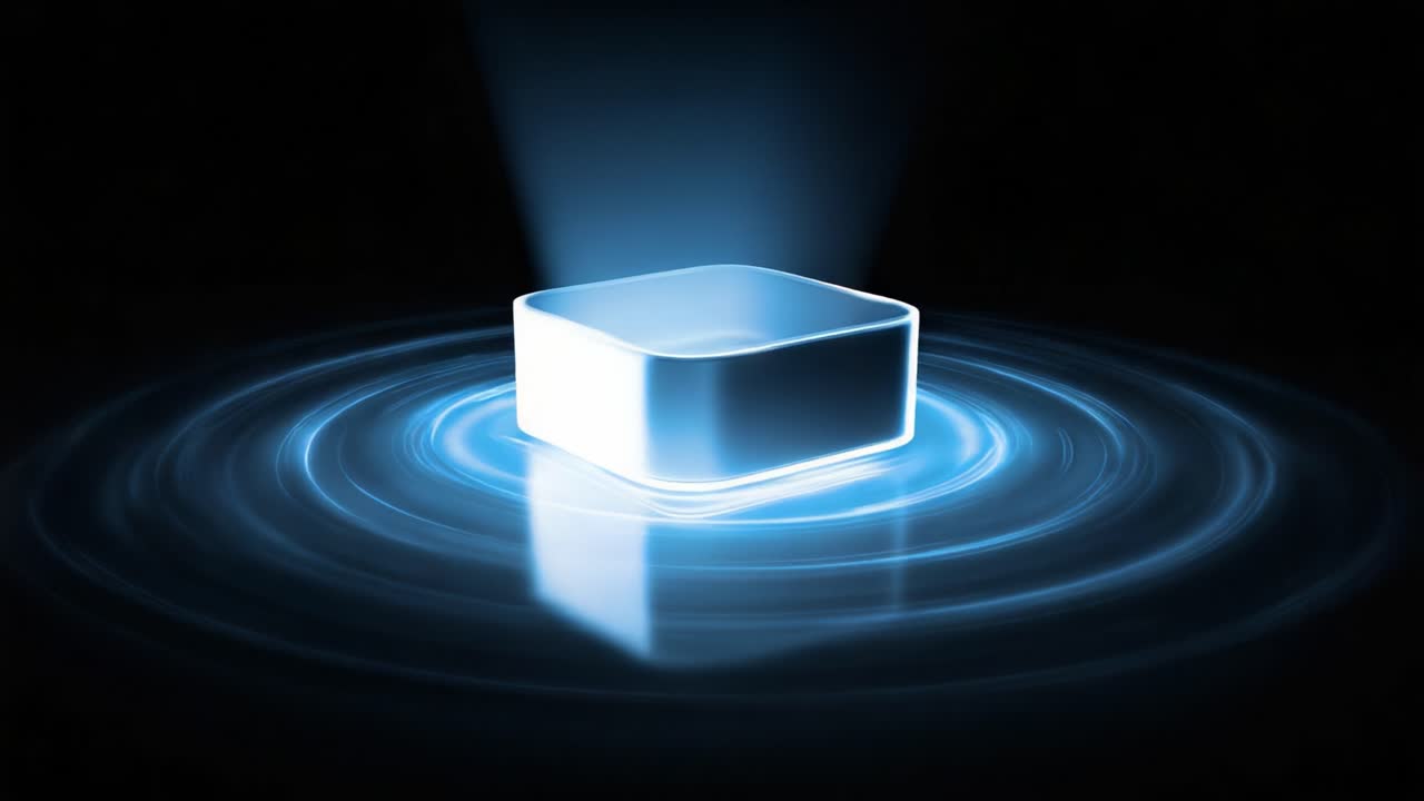 A Stunning Visual of a Radiant Box Illuminating a Dark Background, Surrounded by a Glowing Aura of Light Waves, Creating a Mesmerizing Effect in a Futuristic Style