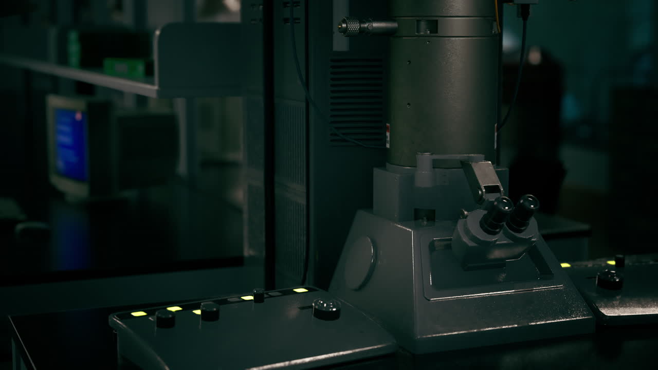 primer plano de un poderoso microscopio en un laboratorio