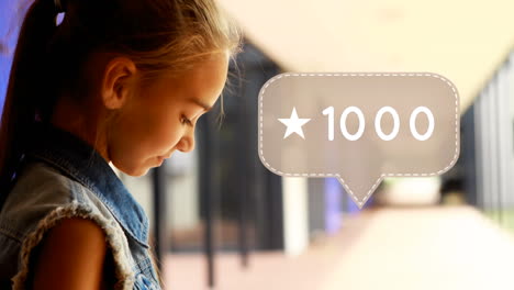 icono de las redes sociales y una niña joven