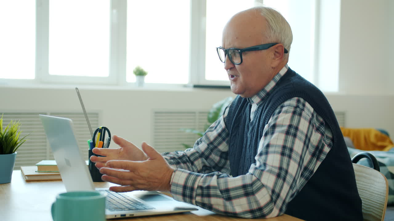 Older adult having a video call