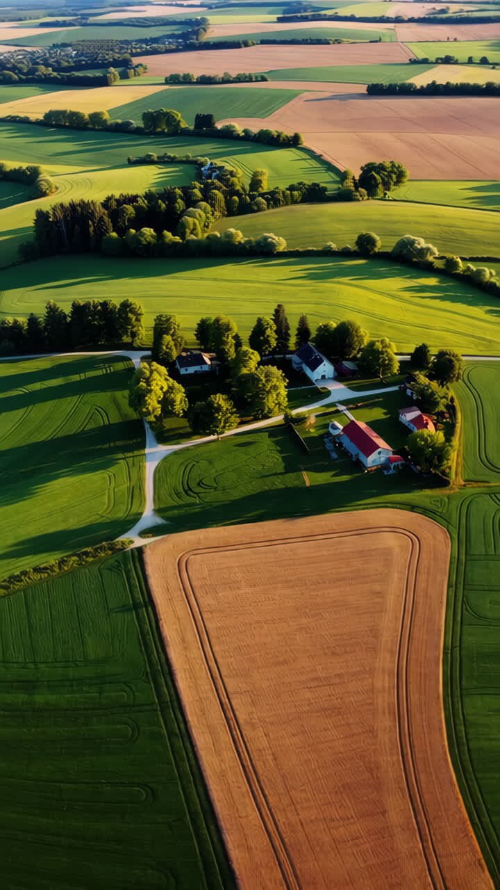 Aerial View of a Rural Farmland Landscape