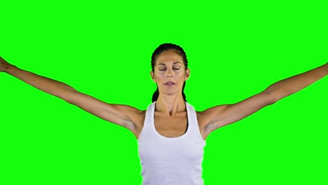 woman doing yoga green screen 00