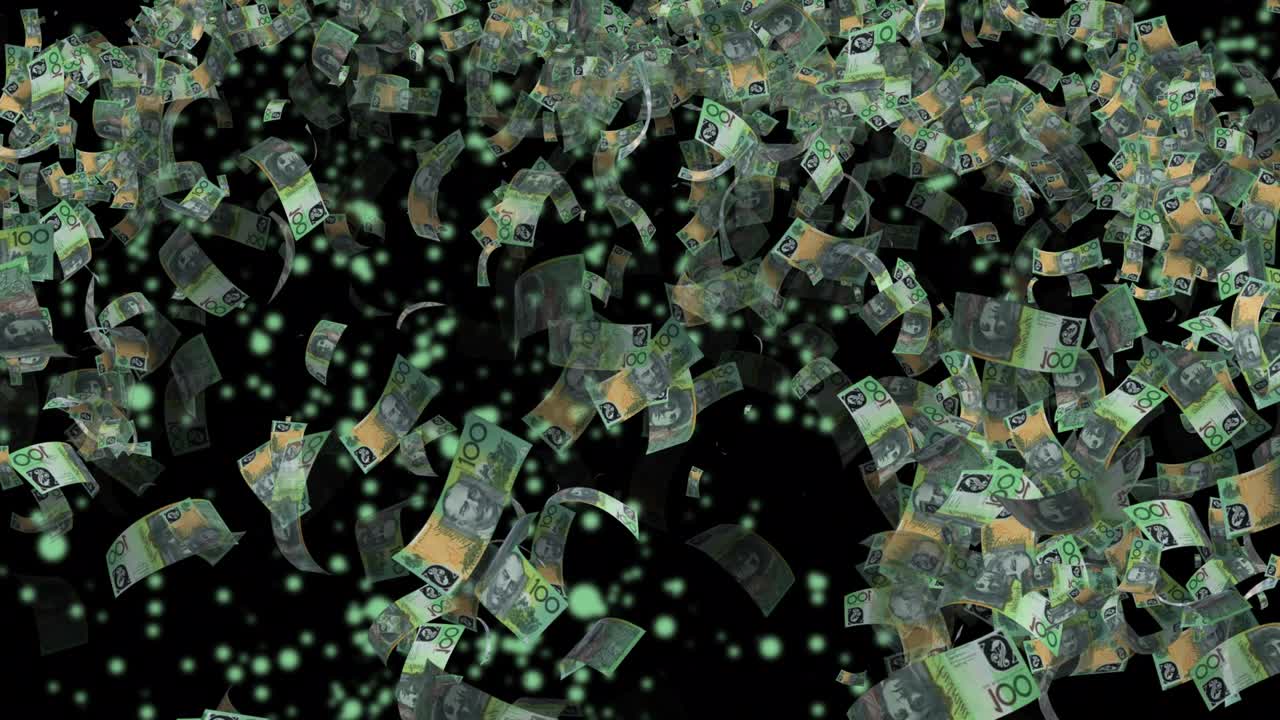 오스트레일리아 돈 현금 입자 애니메이션