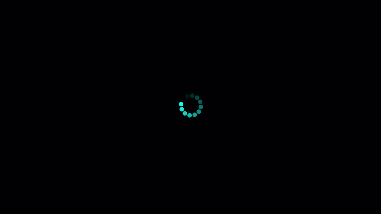 Loading Spinner Animation with Teal Dots on Black Background