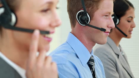 business team working in call center