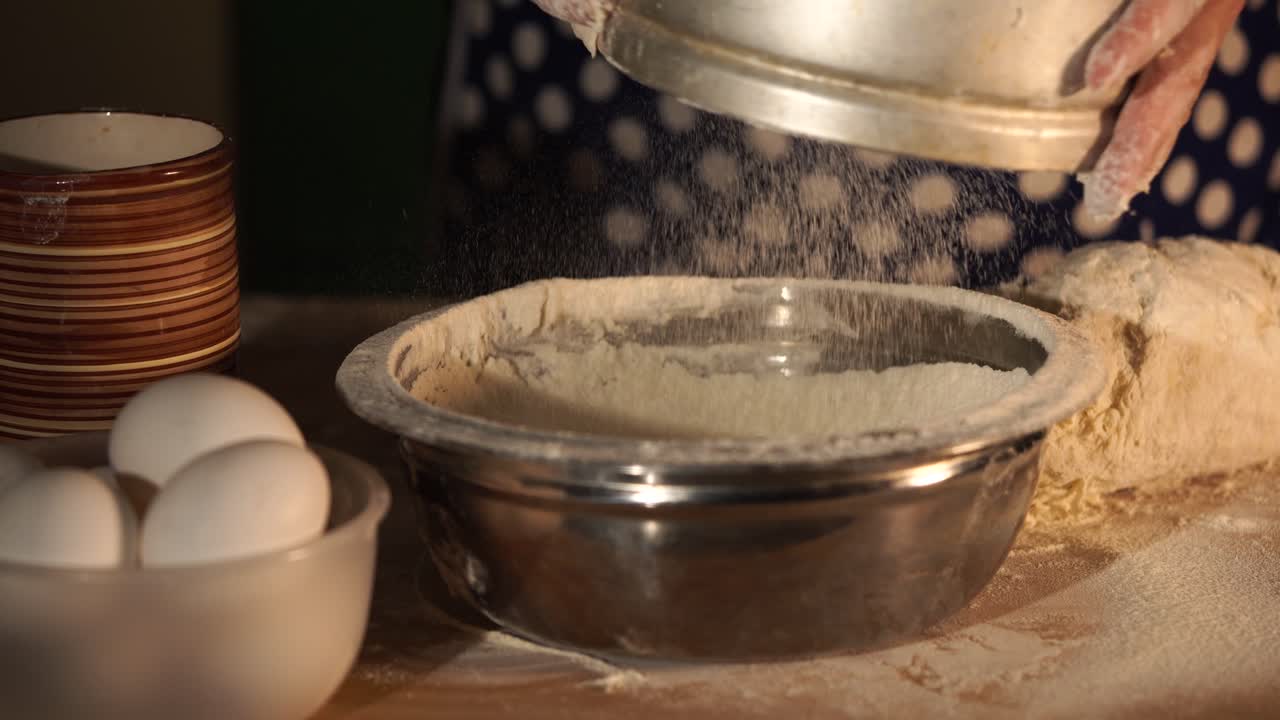 Sifting Flour for Baking Bread