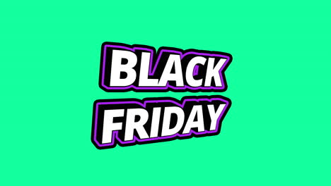 Black-Friday-3D-Textanimation-Mit-Violettem-Rahmen-Und-Rotierenden-Buchstaben---Türkisfarbener-Hintergrund