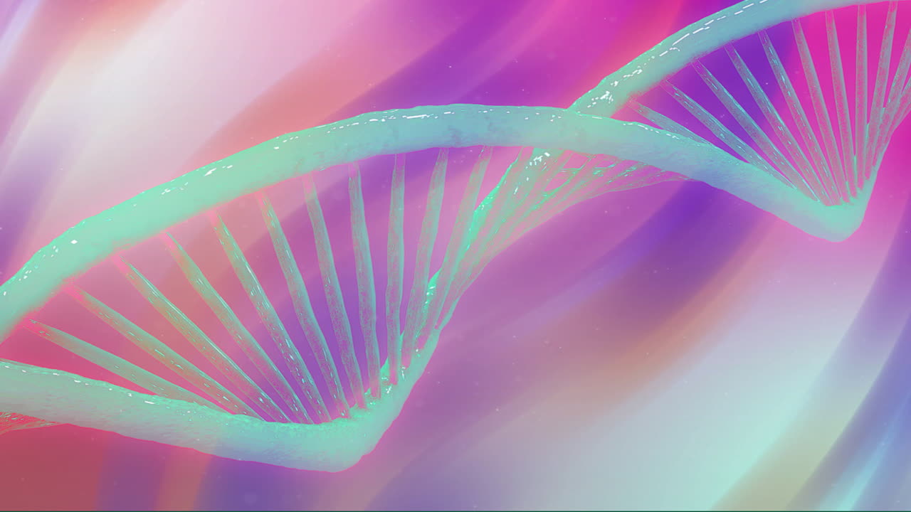animación de cadena de adn sobre un fondo de gradiente colorido