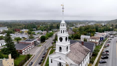 aerial view of a quaint new england town in autumn