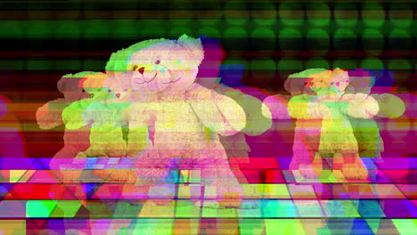 dancing teddy bears in a neon party