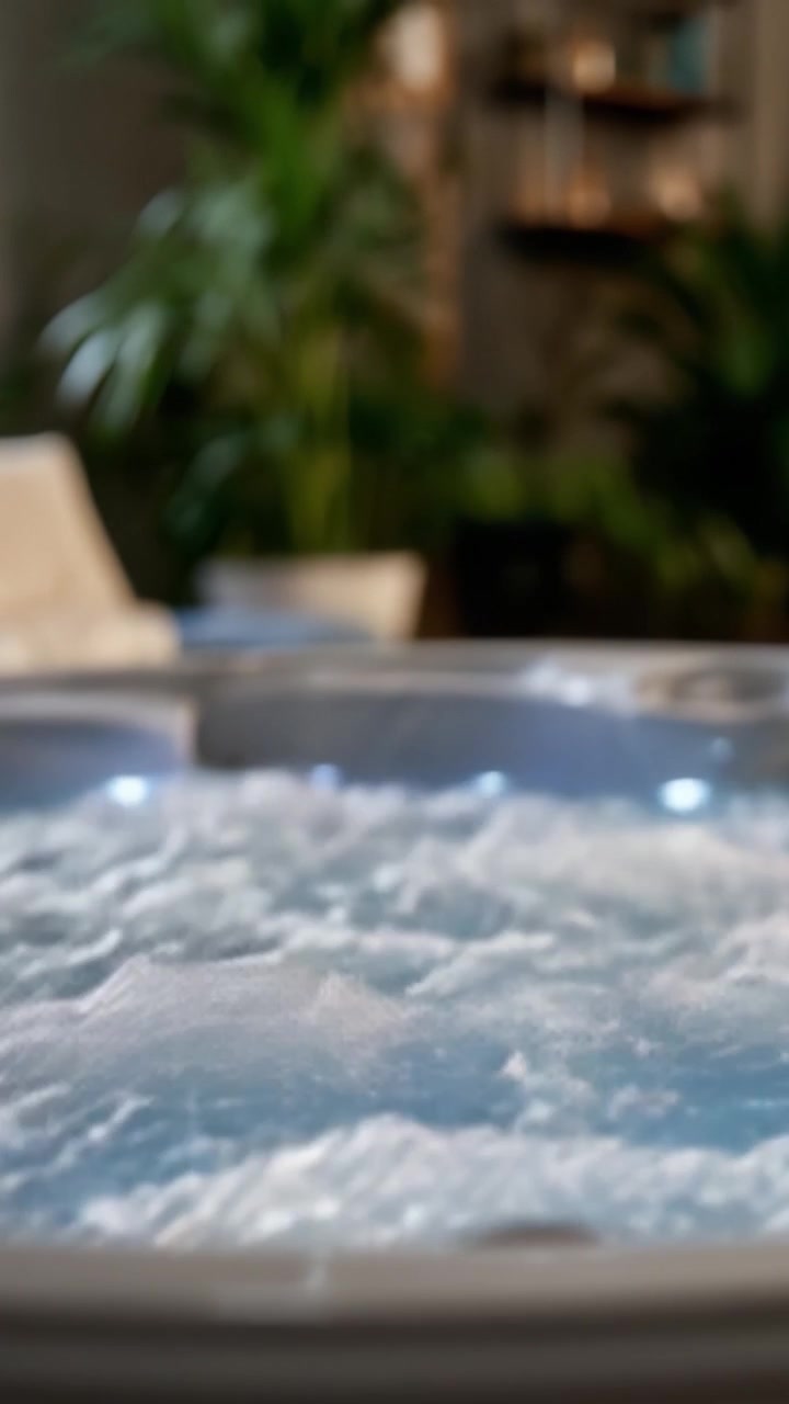 Oasi di Relax: Una Vasca Idromassaggio Invitante Circondata da una Lussureggiante Vegetazione, Perfetta per Rilassarsi e Godersi un'Esperienza Spa Lenitiva a Casa