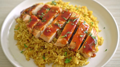 grilled sweet and chilli chicken with curry rice