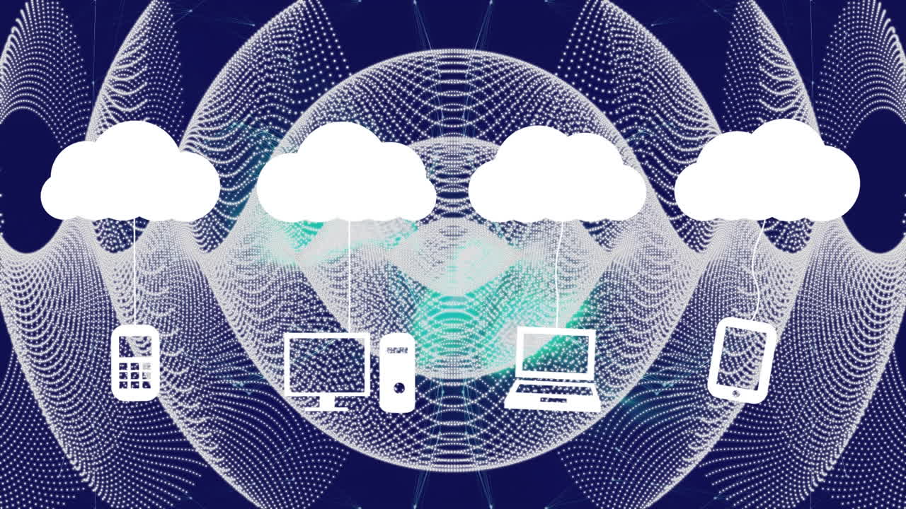 메쉬를 통해 전자 장치로 디지털 클라우드의 애니메이션