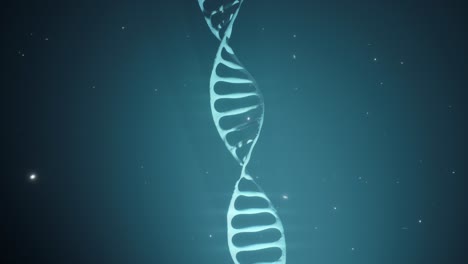 animación renderizada en 3d de una molécula de adn giratoria en un fondo azul. concepto de genética