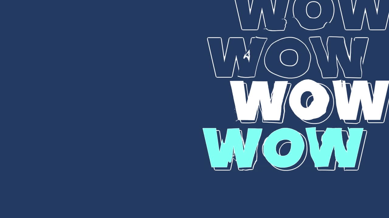 animación del texto wow sobre fondo azul