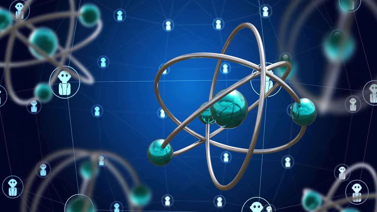 연결 네트워크의 애니메이션, 과학 데이터 처리 및 ai 아이콘