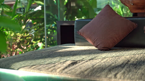 comfortable pillow decoration on sofa at balcony area