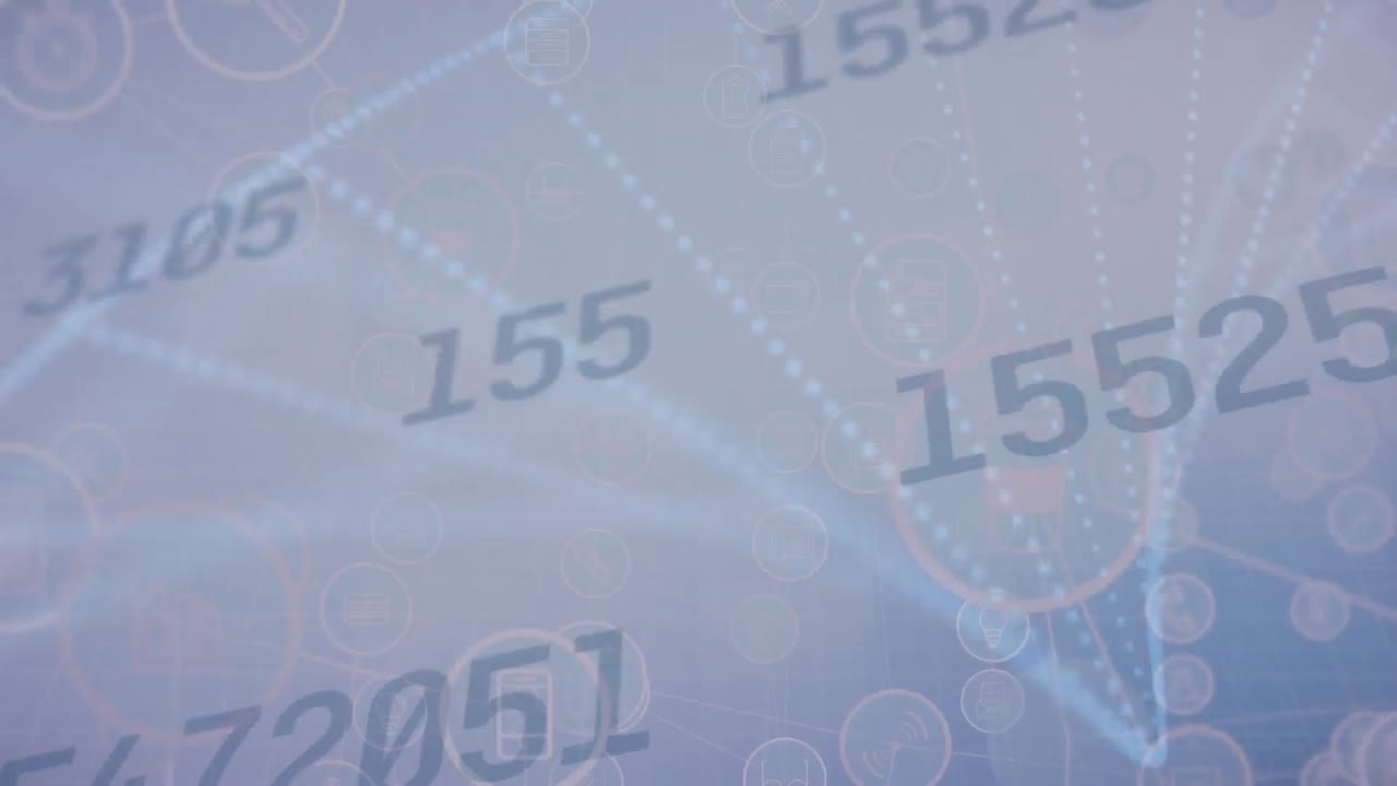 Animation of network of connections with icons and changing numbers