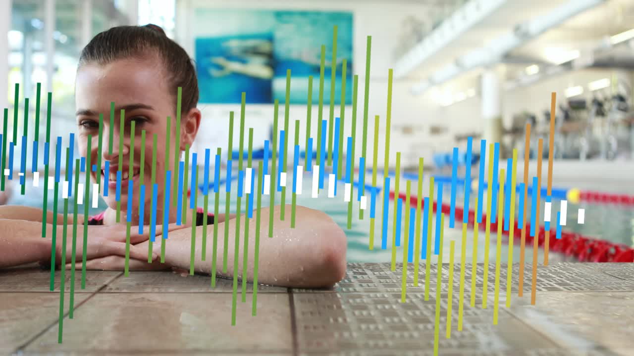 Nadadora impulsionando-se pela raia da piscina de fitness e alcançando a borda, iniciando o descanso pós-treino